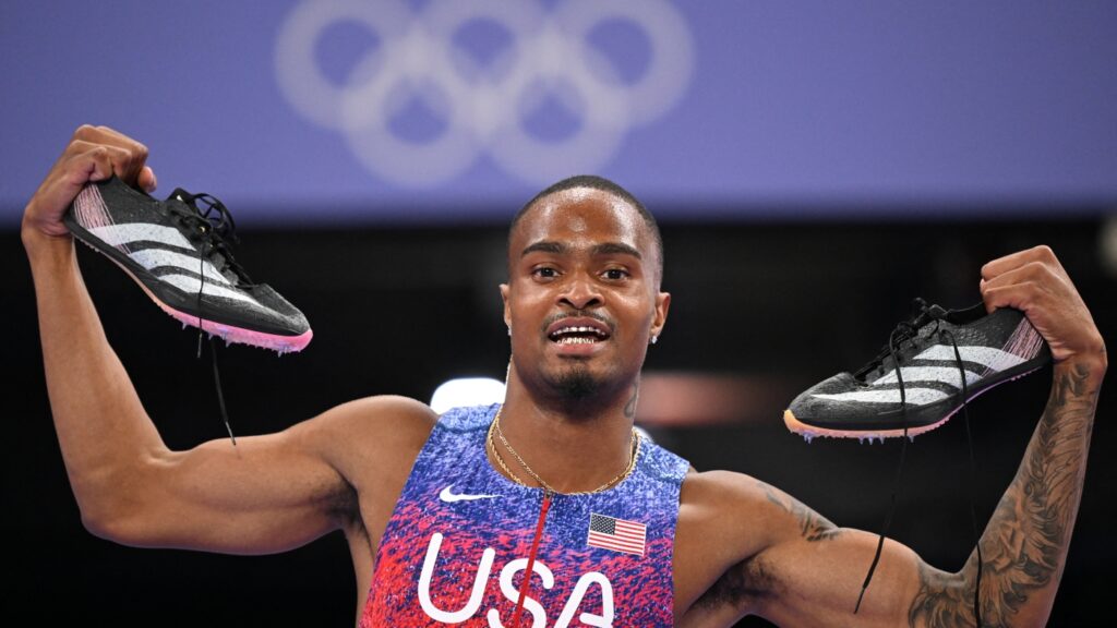 Quincy Hall wins the Olympic 400-meter race, bringing gold b...