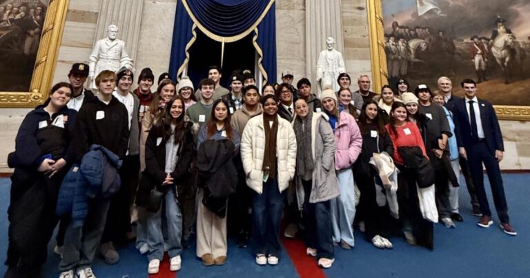 U.S. Rep. Rob Bresnahan speaks to Scranton High students inside the U.S. Capitol building.