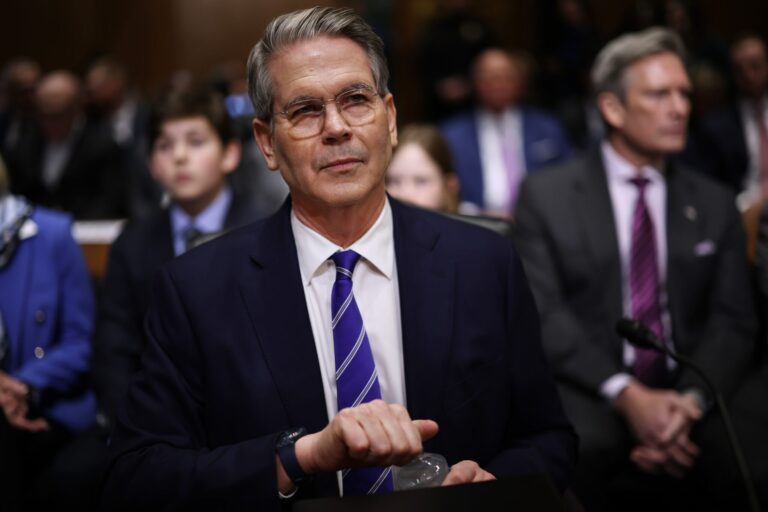 Billionaire hedge fund manager Scott Bessent prepares to testify before the Senate Finance Committee during his confirmation hearing for Treasury secretary in the Dirksen Senate Office Building on Capitol Hill on Jan. 16, 2025 in Washington, D.C.  (Photo by Chip Somodevilla/Getty Images)