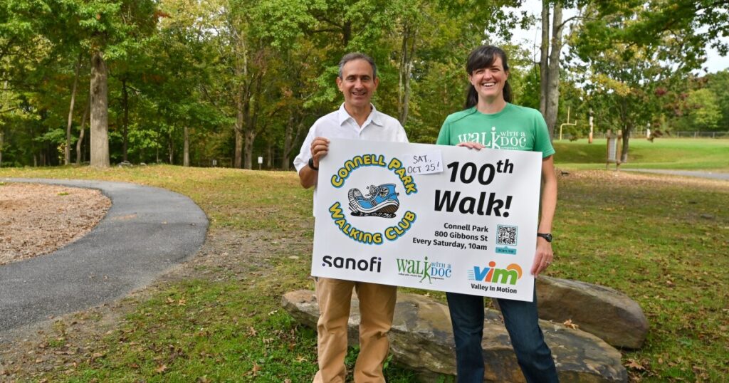 Members of the Connell Park Walking Club trek through the park in South Scranton.