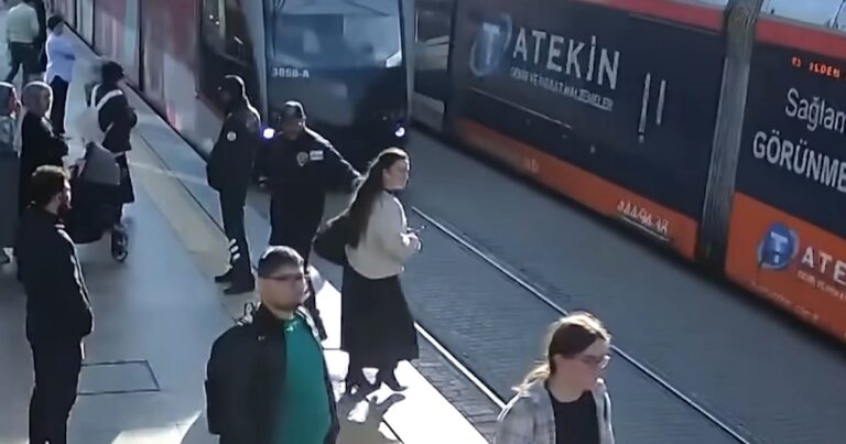 guard saving woman from tram