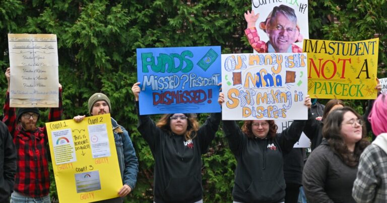 Student body President Adam Butterwick, a senior mechanical engineering student, speaks to students on Tuesday.