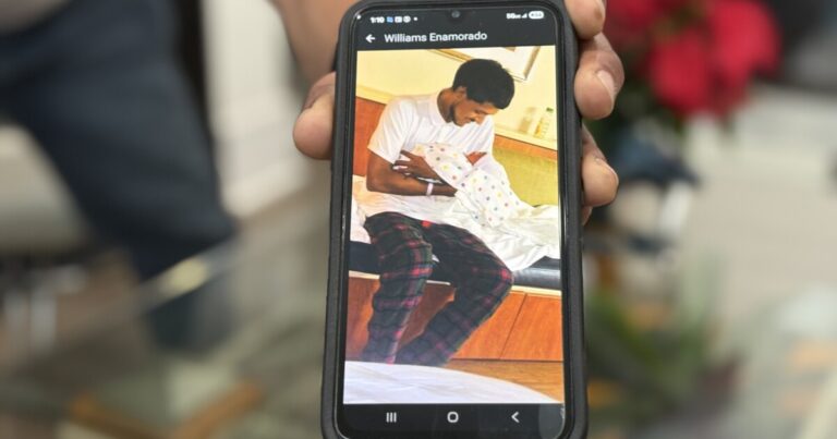 Williams Javier Toro Enamorado speaks to a reporter through a video call from the ICE detention facility in Folkston, Georgia on Sunday, Nov. 23, 2025.