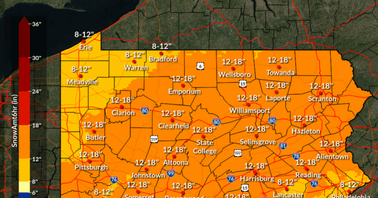 'Please stay home,' Pa. officials say as storm forecast calls for a foot of snow in much of region