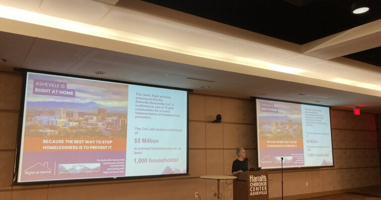 A slide from Thursday night's Continuum of Care meeting shows the timeline for the Right at Home project.