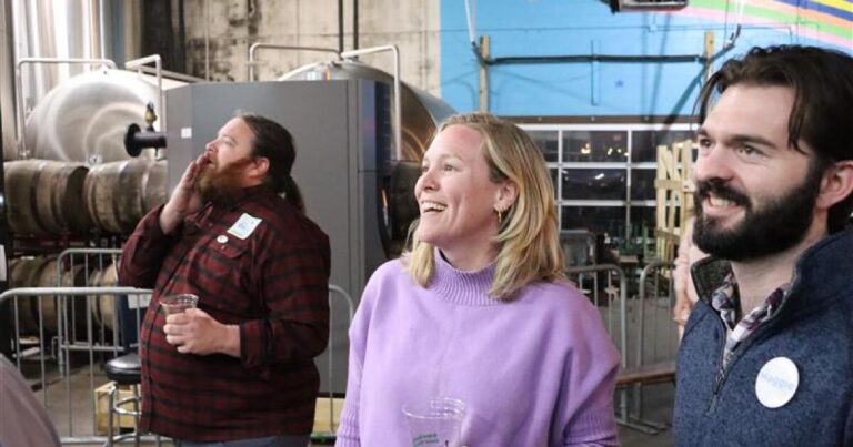 Drew Ball at the Buncombe County Democrat Watch Party at Hi-Wire Brewing on March 3, 2026.