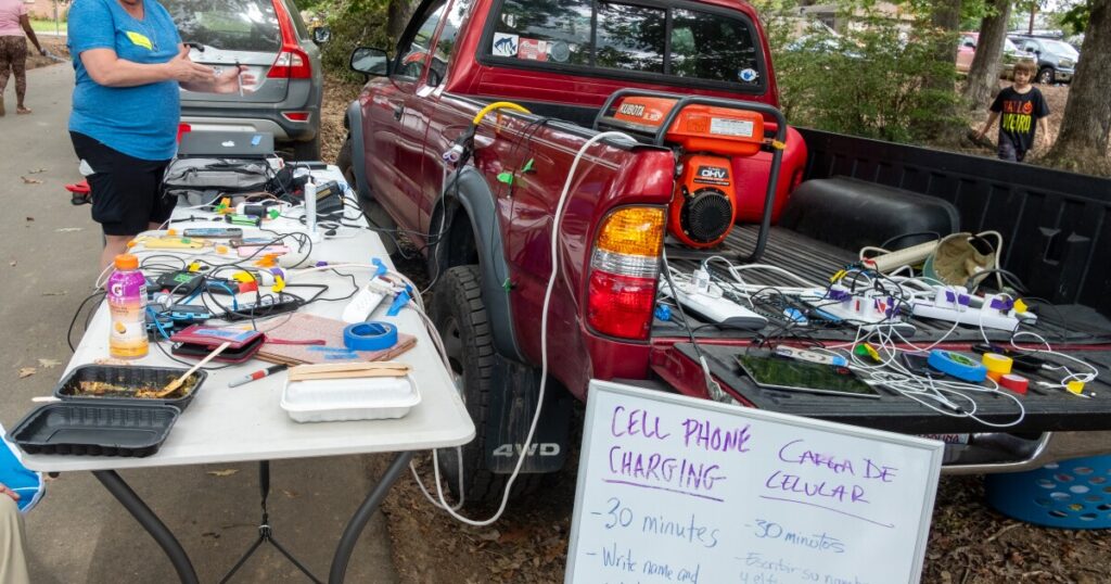 The outside of Firestorm Books, covered with community notes.