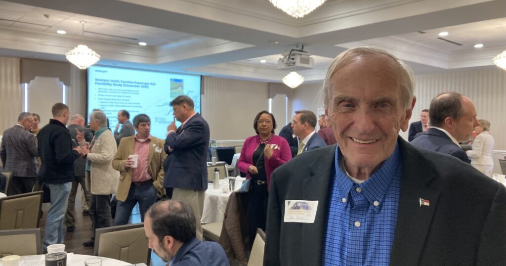 Asheville Mayor Esther Manheimer and Salisbury Mayor Pro Tem Susan Kluttz speak during the rail conference Wednesday, March 18, 2026.
