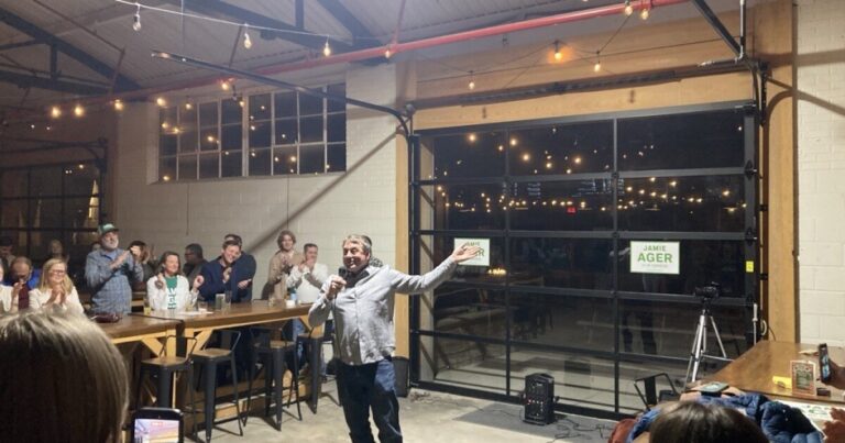 U.S. Rep. Chuck Edwards spoke at a town hall in Asheville on March 13, 2025.