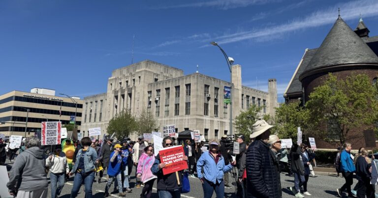 Hundreds rally in Greensboro for third No Kings protest