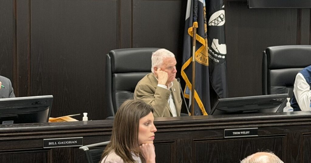 Maria Johnson, who chairs the theology/religious studies department at the University of Scranton, rebukes Lackawanna County Commissioner Chris Chermak for suggesting morality does not fuel the law. Chermak said he can't make decisions on a proposed immigration ordinance just based on morality. They spoke during a commissioners meeting March 18, 2026.
