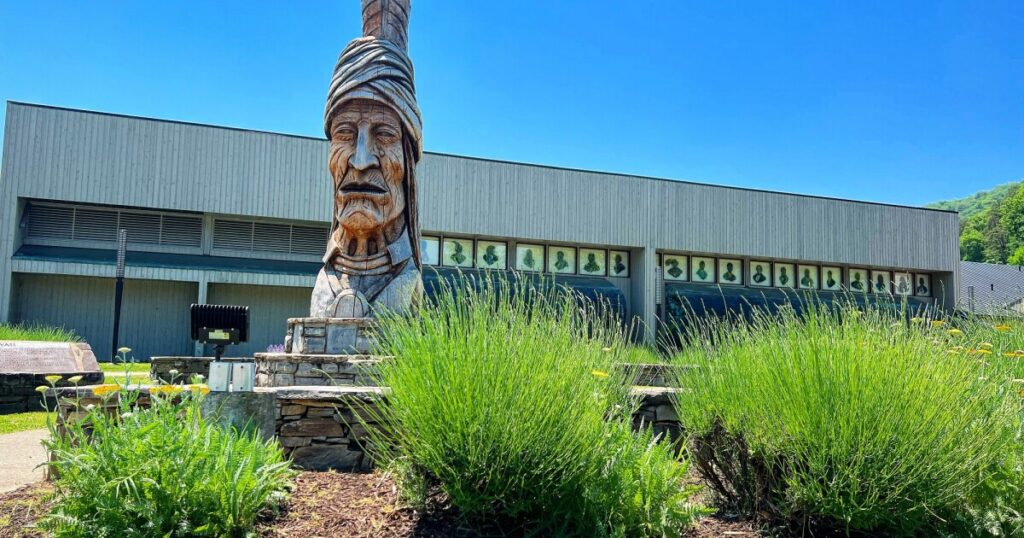 Corn husk doll created by Laura Walkingstick, enrolled member of the Eastern Band of Cherokee Indians for an upcoming exhibit at the Museum of the Cherokee People. Titled 'Then and Now: Wrapped in Survival' the work will be on display at the museum beginning March 17th until Dec. 30th.