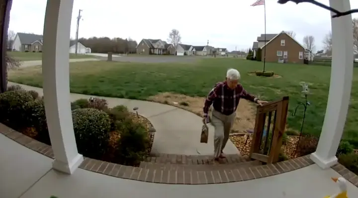 Doorbell Camera Captures Elderly Delivery Driver Struggling Up Stairs — Internet Raises Over $500K To Help Him Retire