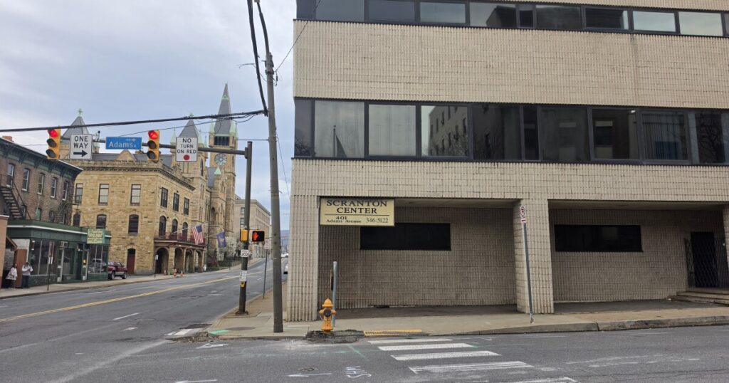 A rendering shows the plans for the former "Scranton Center."