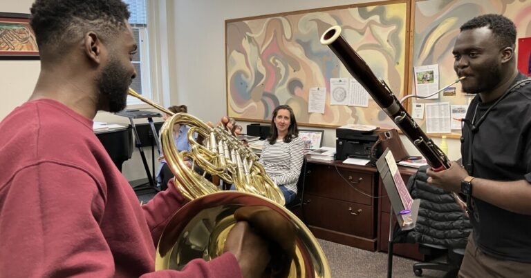 Bassoonist playing