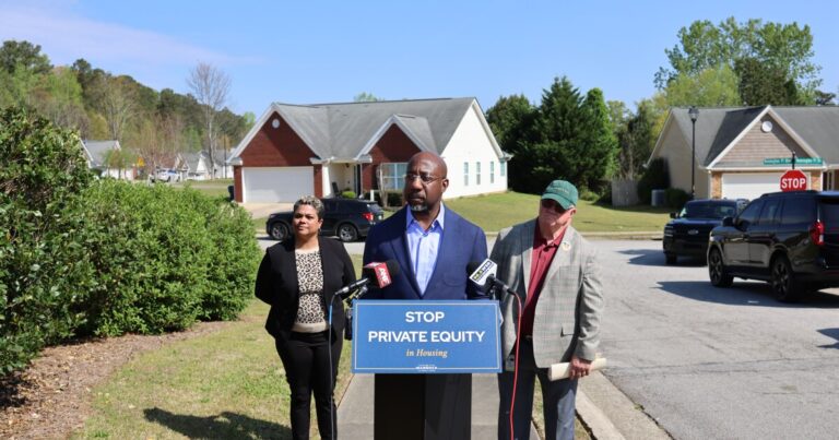 Senator Warnock highlights legislation aimed at stopping spread of corporate-owned homes