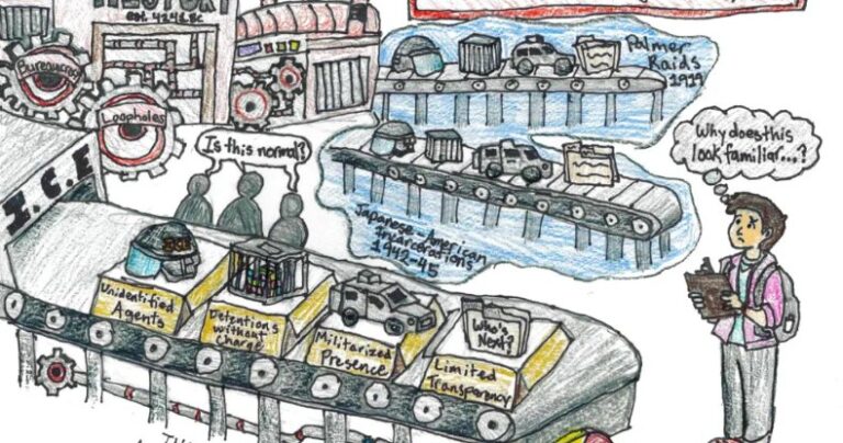 Gretna East admins pulled a student journalist’s cartoon about ICE. Now, students are looking to change district policy