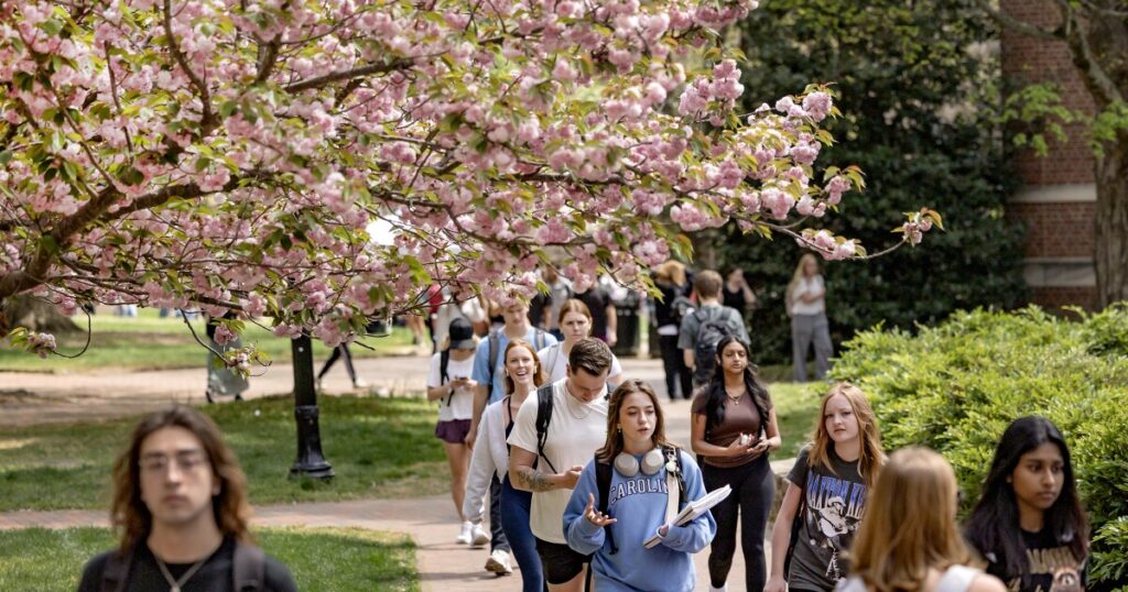 UNC Board of Trustees full board meeting held at The Rizzo Center. March 26, 2026. In this photo, outgoing Graduate and Professional Student Government president, Leah Frazier, addresses the board.