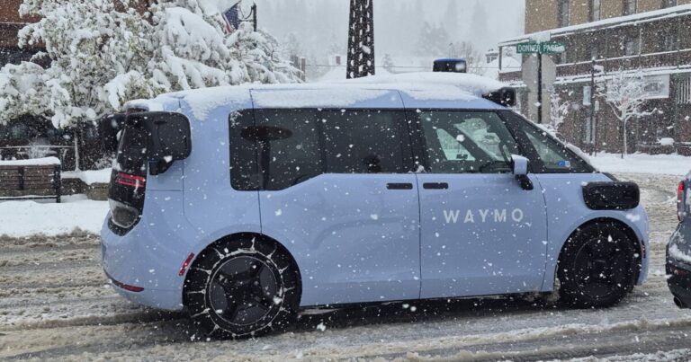 A Waymo vehicle was spotted in Truckee, Ca, on April 12, 2026.