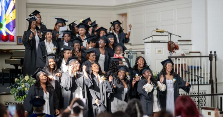 Alumnae practice for Bennett College's Centennial Alumnae Reunion Choir Concert ahead of commencement weekend.