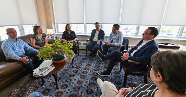 Gov. Josh Shapiro and state Rep. Kyle Mullins discuss proposed data centers in Archbald and what the state can do to help residents concerned about the industry's impact on their community.