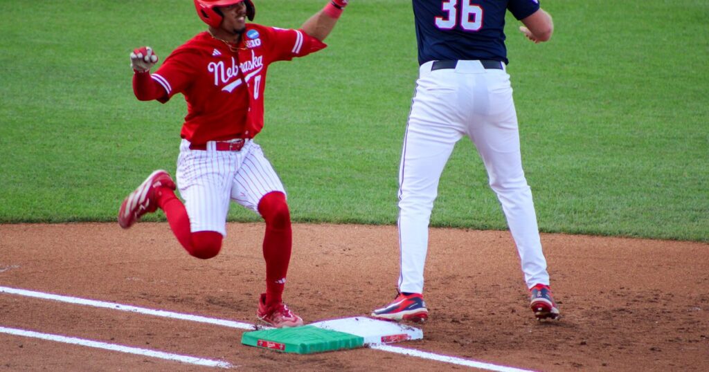 Husker baseball in a weather delay, down 6-3 against Ole Miss