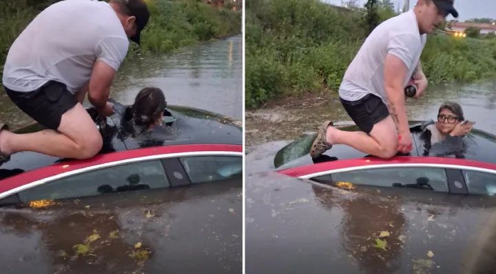 Off-Duty Firefighter Punches Through Roof and Saves Woman Running Out of Air