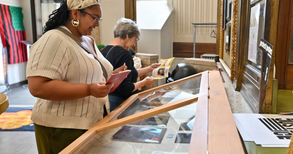 Juneteenth flags and other merch were available during Black Scranton Project's Juneteenth open house on June 19, 2026.