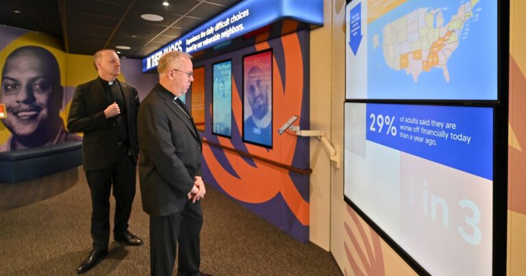 A reflection wall is the last exhibit in the People of Hope traveling museum. Those who tour the exhibits are asked share how they will respond to the needs that they see in their community.