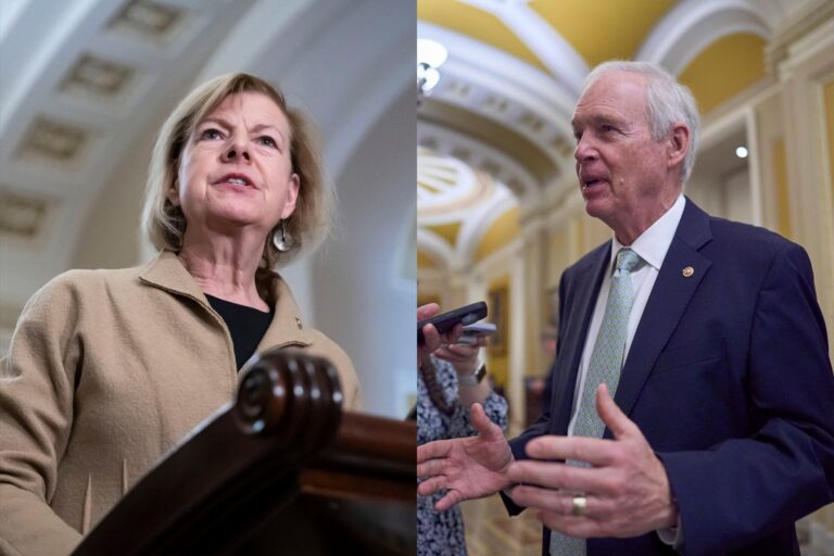 Side by side photo of Sen. Tammy Baldwin, D-Wis., and Sen. Ron Johnson, R-Wis.