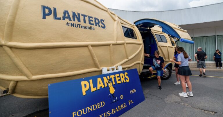 Dave Palovchak, of Swoyersville, dug out his Planters socks for his trip to see the NUTmobile. Dave and his wife travel and enjoy seeing historical things so made sure to see the NUTmobile in his own backyard.