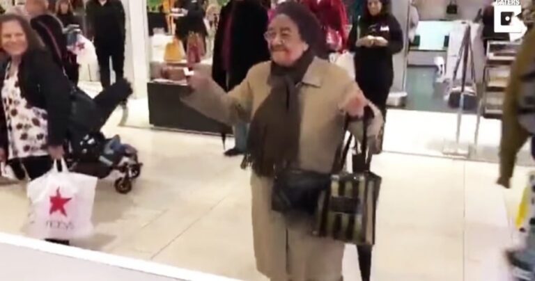 Elderly Woman Dancing in a Shopping Mall Will Make You Smile