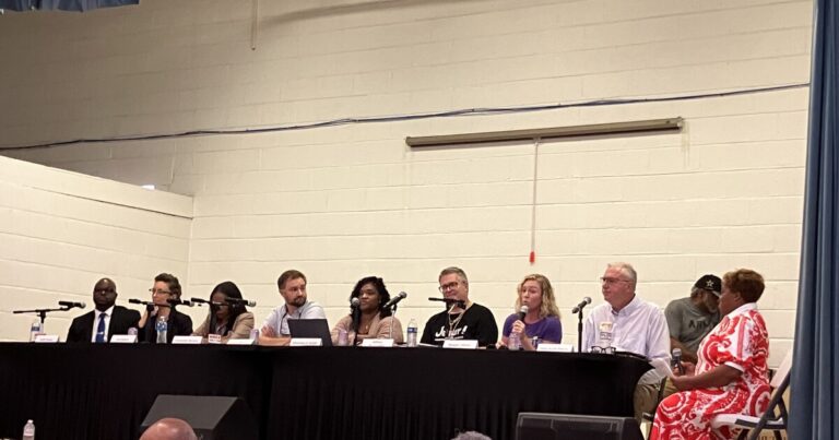 Audience members listen during a candidate forum at the Shiloh Community Center Wednesday, August 12, 2026.