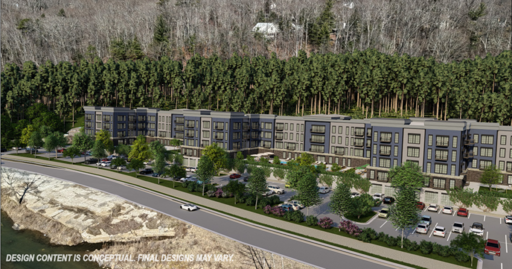 In the current proposal, the units on the far left do not have an emergency route to dry land. The Technical Review Committee wrote in a report that dry land access is "highly recommended, specifically when the proposed use is residential in nature and puts individual lives and housing at risk."