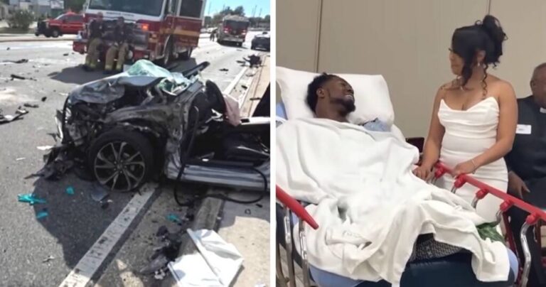 groom survives crash hospital wedding