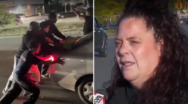 High School Students Help Woman Stranded In Middle Of Busy Highway