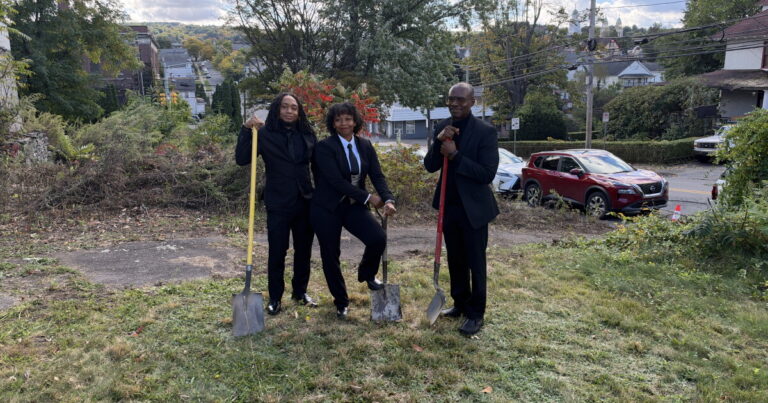 Luzerne County Councilwoman Dawn Simmons speaks at Monday's groundbreaking for the Welby Court Community & Resilience Affordable Housing Project in Scranton.