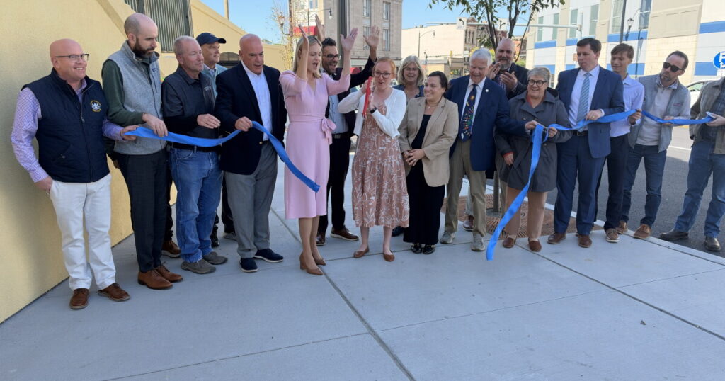A bus stop shelter was moved on Lackawanna Avenue to improve safety during downtown Scranton's streetscape project.
