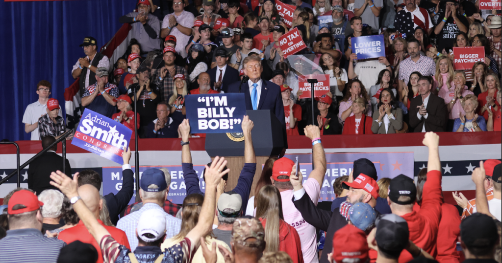 Trump rallies for Nebraska Republicans in Grand Island, signs diesel order